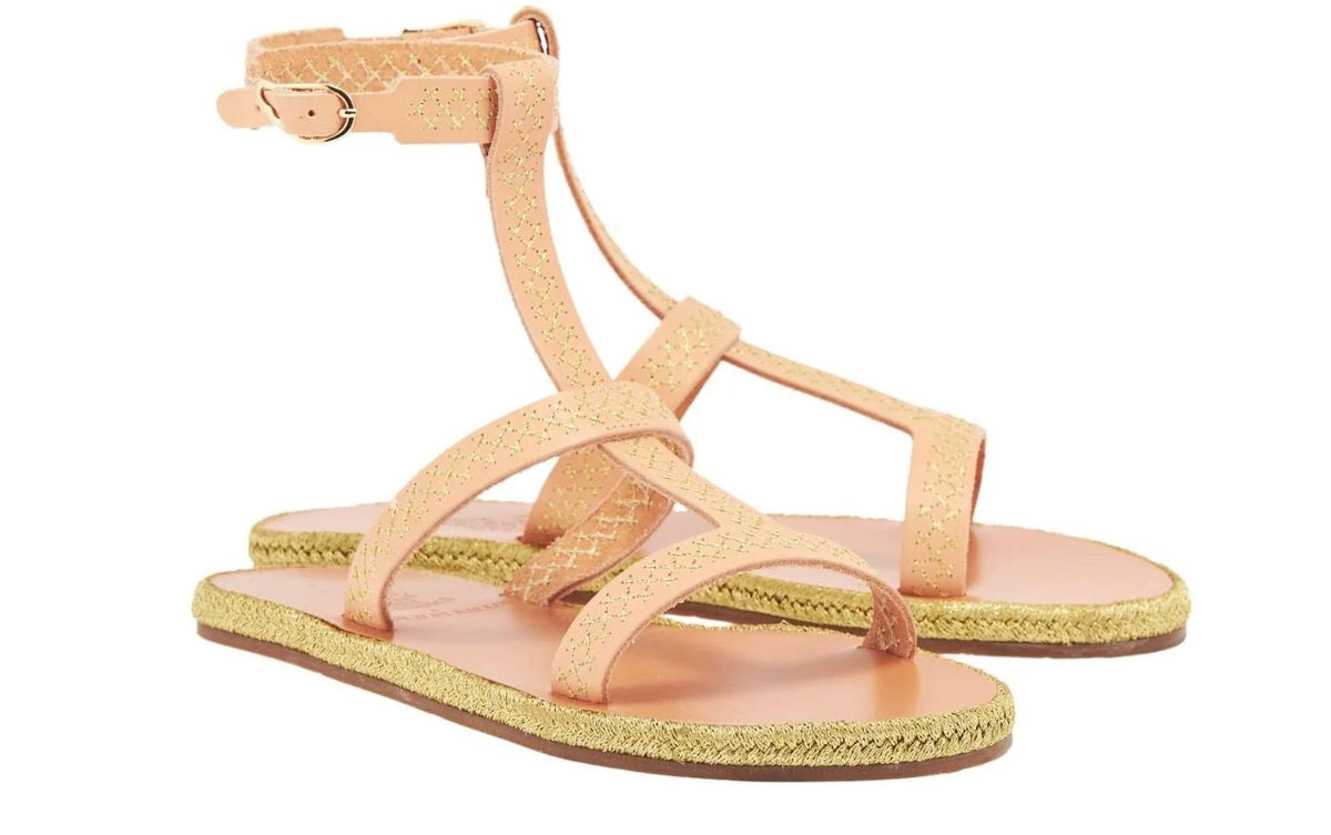 Ancient Kallos Penelope Stitch Sandals Natural ghost top.webp