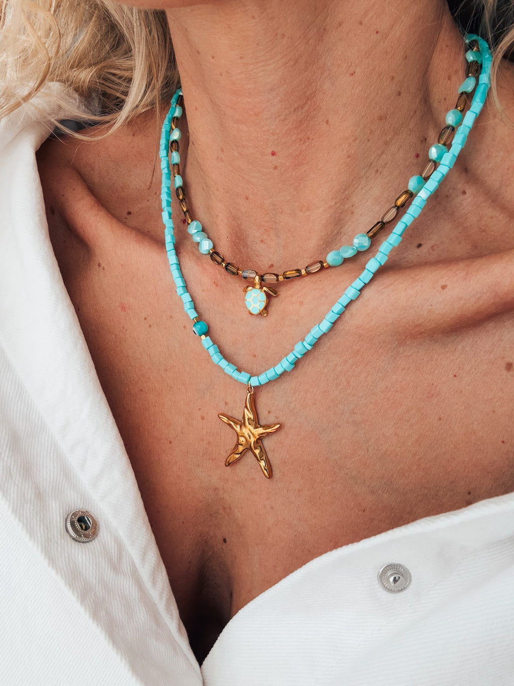 Summer beaded necklace with starfish