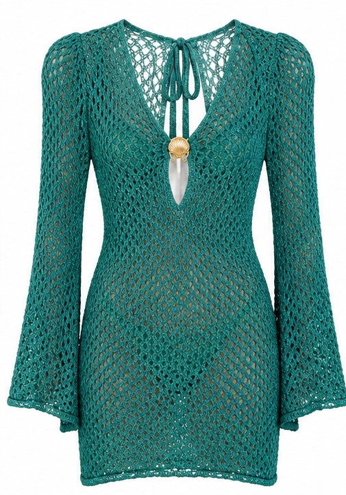 Santorini Petrol Blue Knit Dress