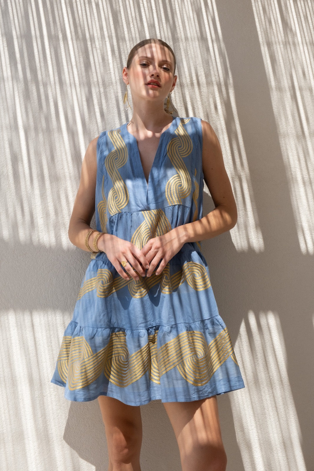 Gold Light Blue Dress — Mystery Resort