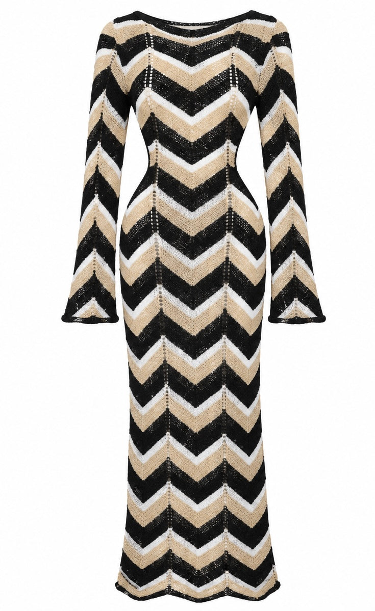 Hydra Black Gold Knit Dress