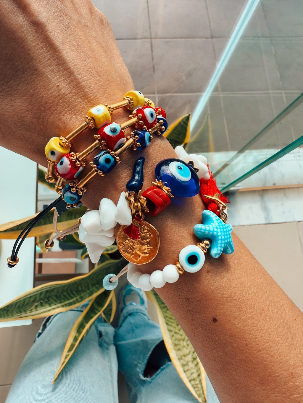 Greek summer color starfish eye bracelet