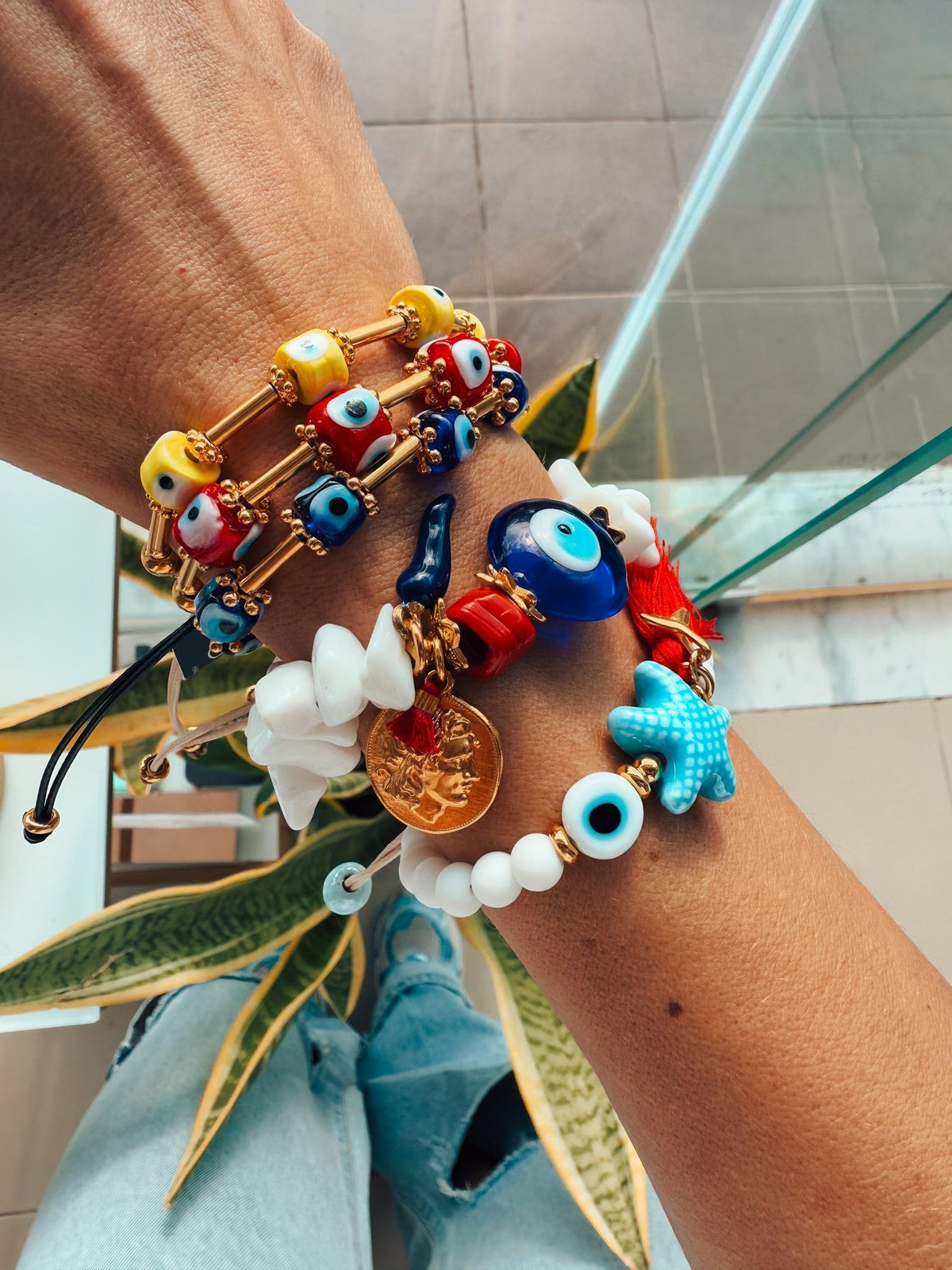 Greek summer color starfish eye bracelet