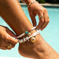 White and gold star anklet
