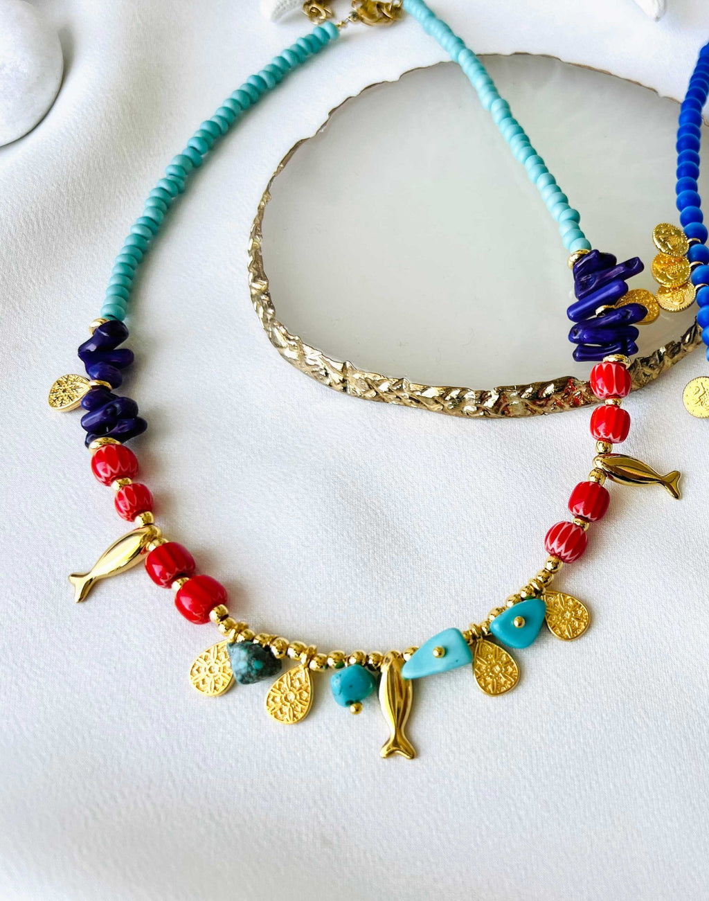 Turquoise beaded summer Fish necklace