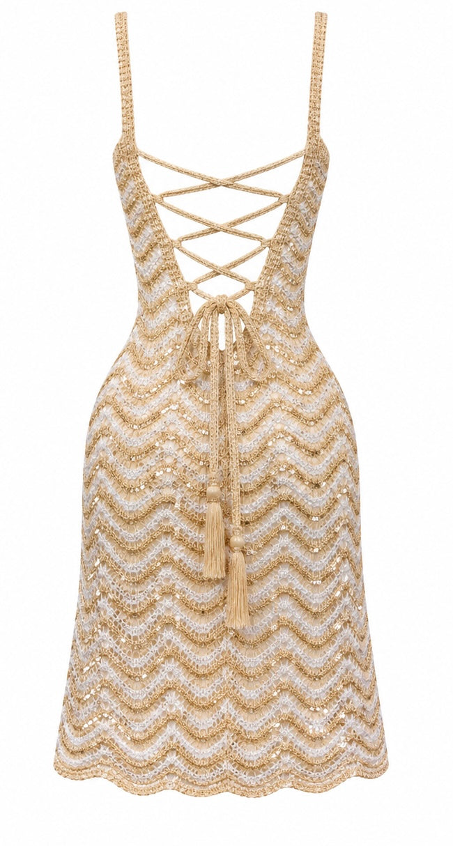 Milos Mini White Crochet Dress