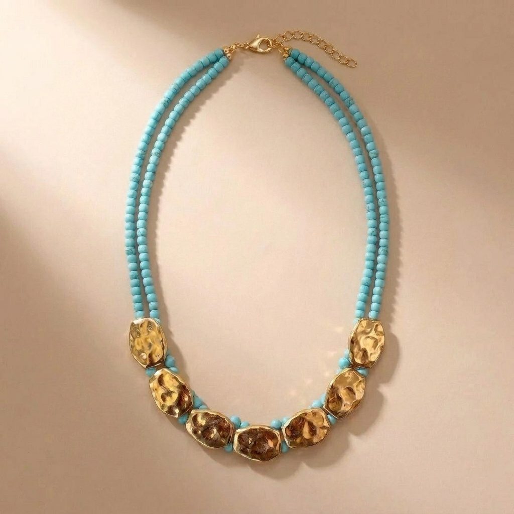 Ocean Treasure Turquoise Beaded Choker Necklace