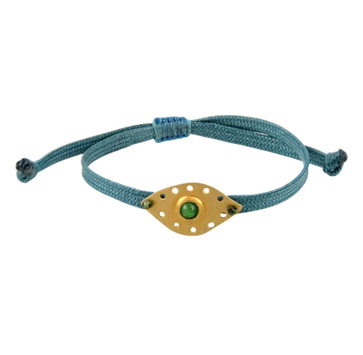 Bracelet With Engraved Eye, Gold-Plated, Flat Cord Macrame — Chase The Sun