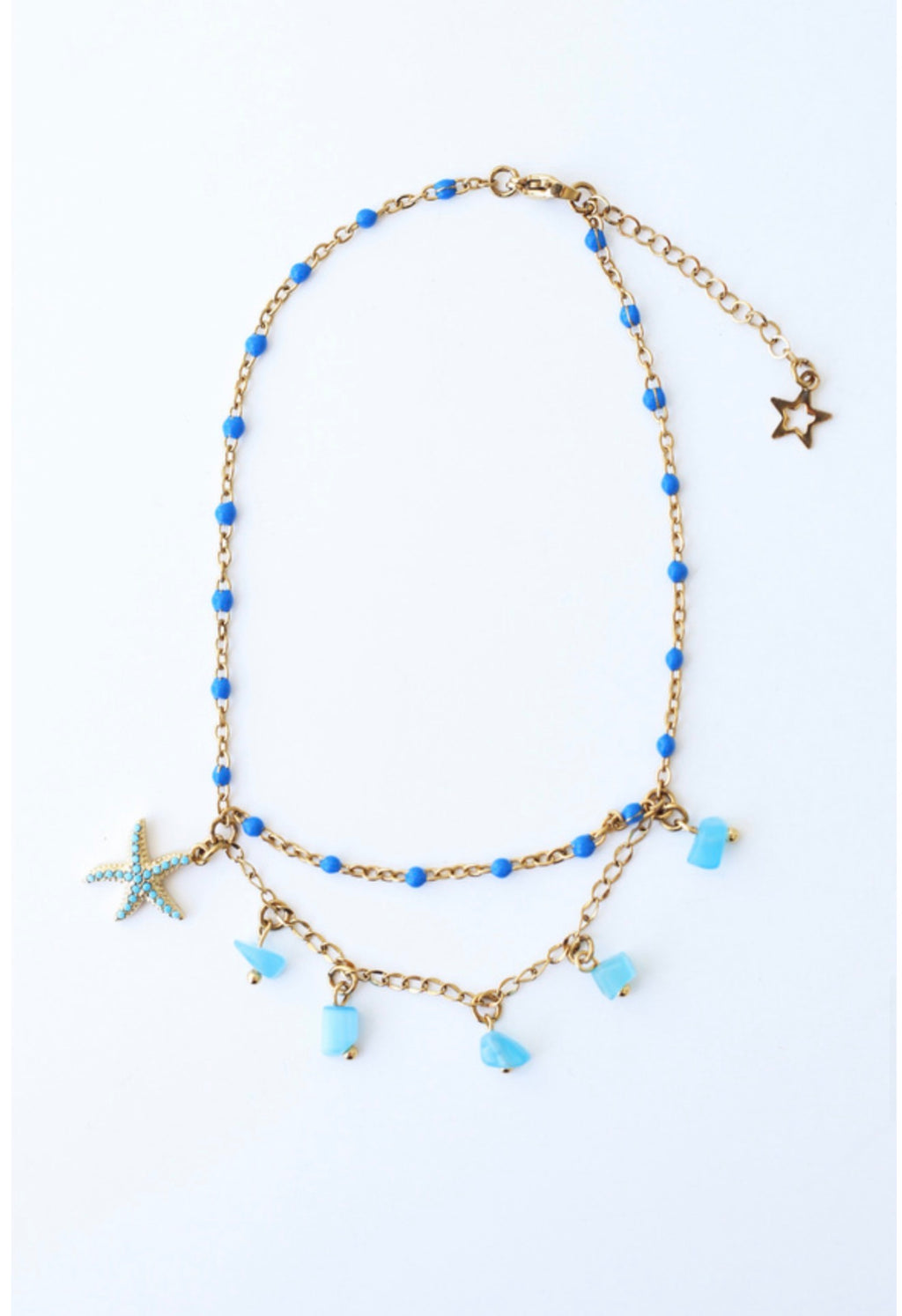 Gold blue starfish anklet — Iosifina Stars
