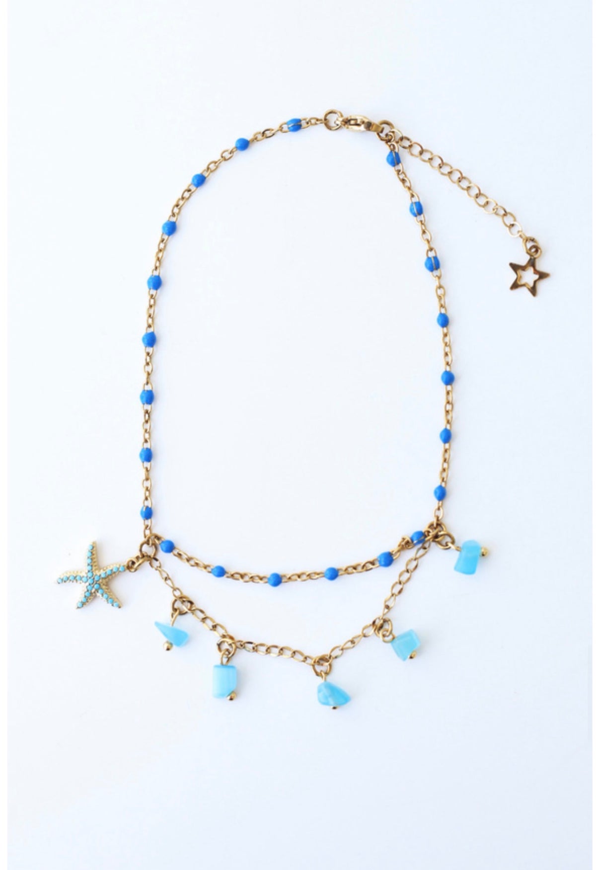 Gold blue starfish anklet — Iosifina Stars