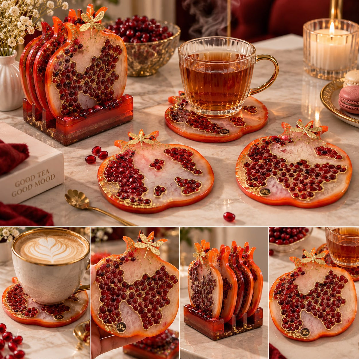 Pomegranate Resin Coasters II