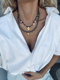 Black hematite with gold protection necklace with eye charm
