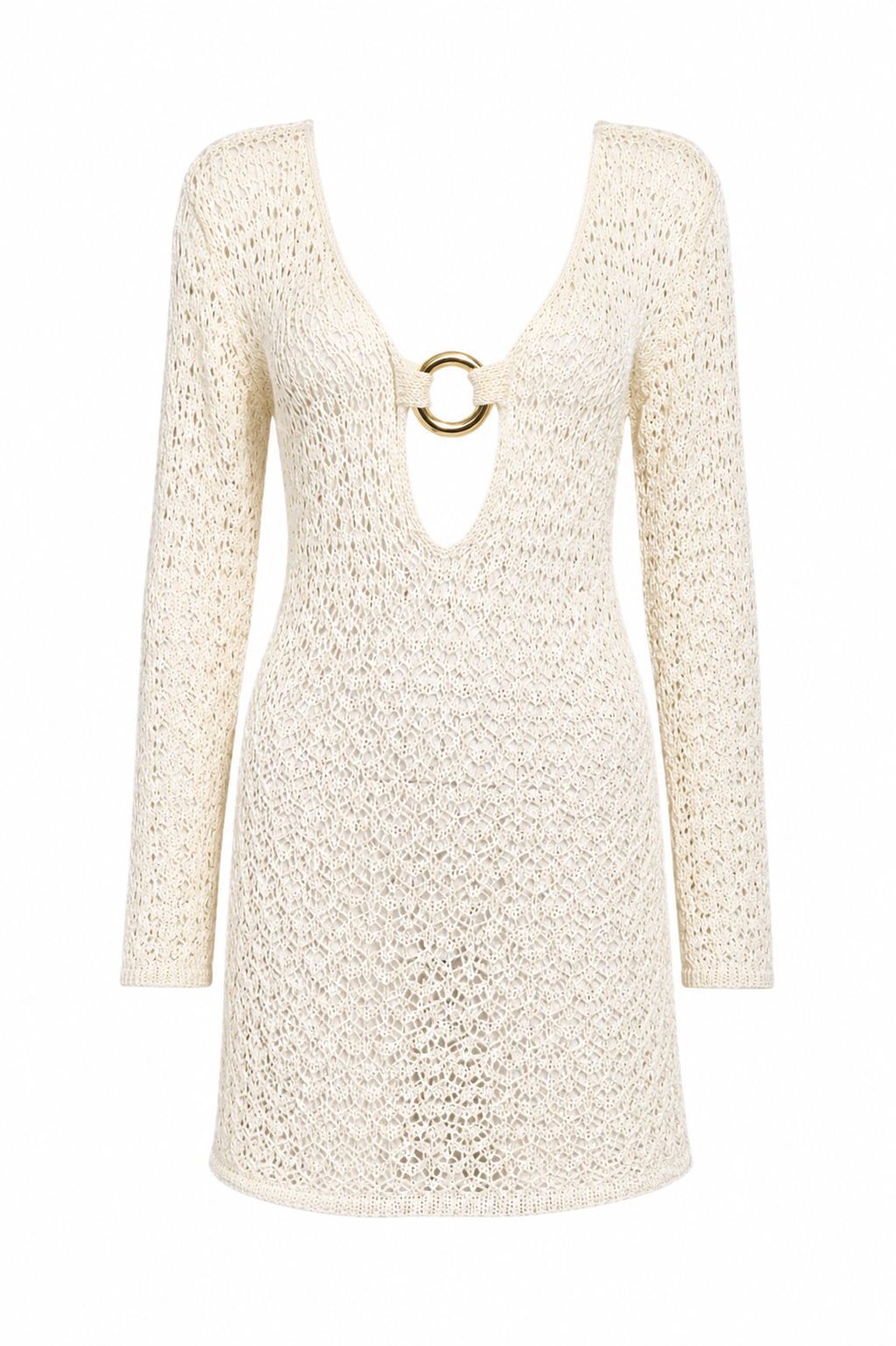 Paros White crochet knit dress
