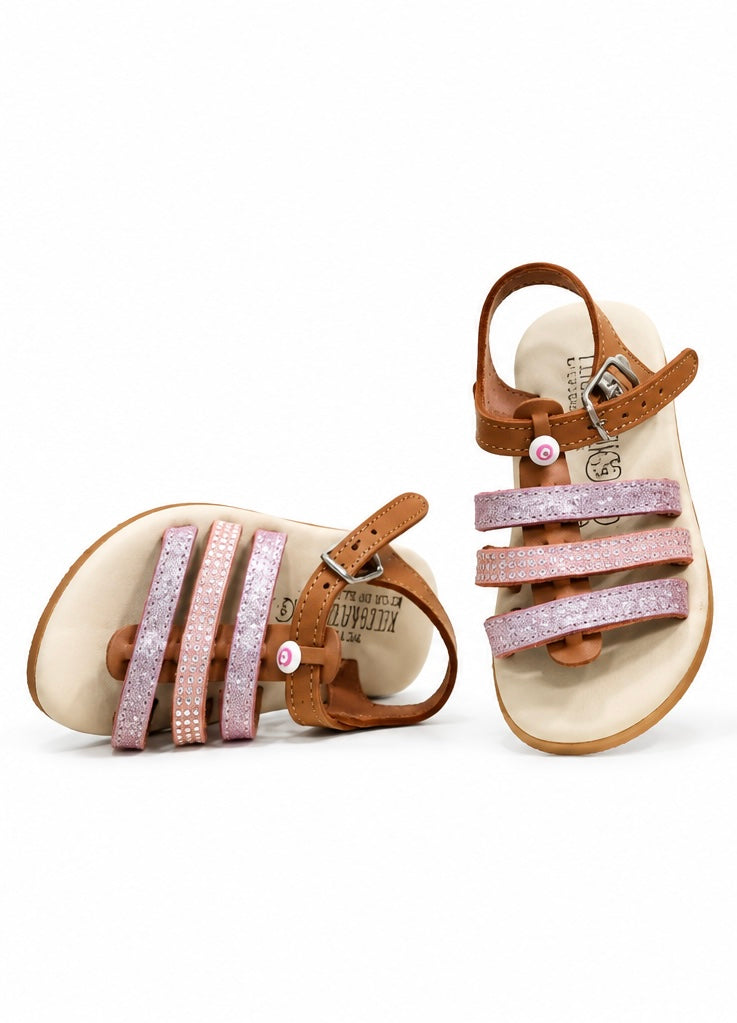 Kids Sandals - Pink Glitter & Evil Eye