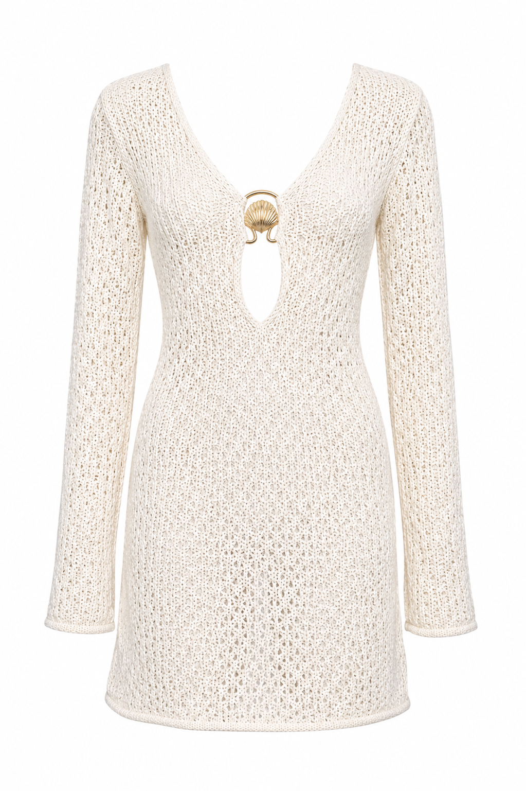 Santorini White knit beach dress