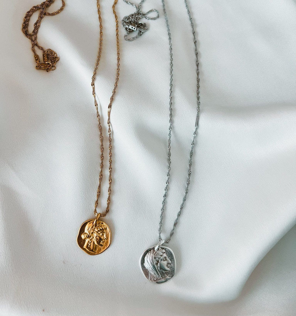Ancient Greek Coin Long Necklace – Timeless Medallion
