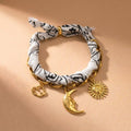 Celestial Bandana Scarf Gold Charm Chain Bracelet - White