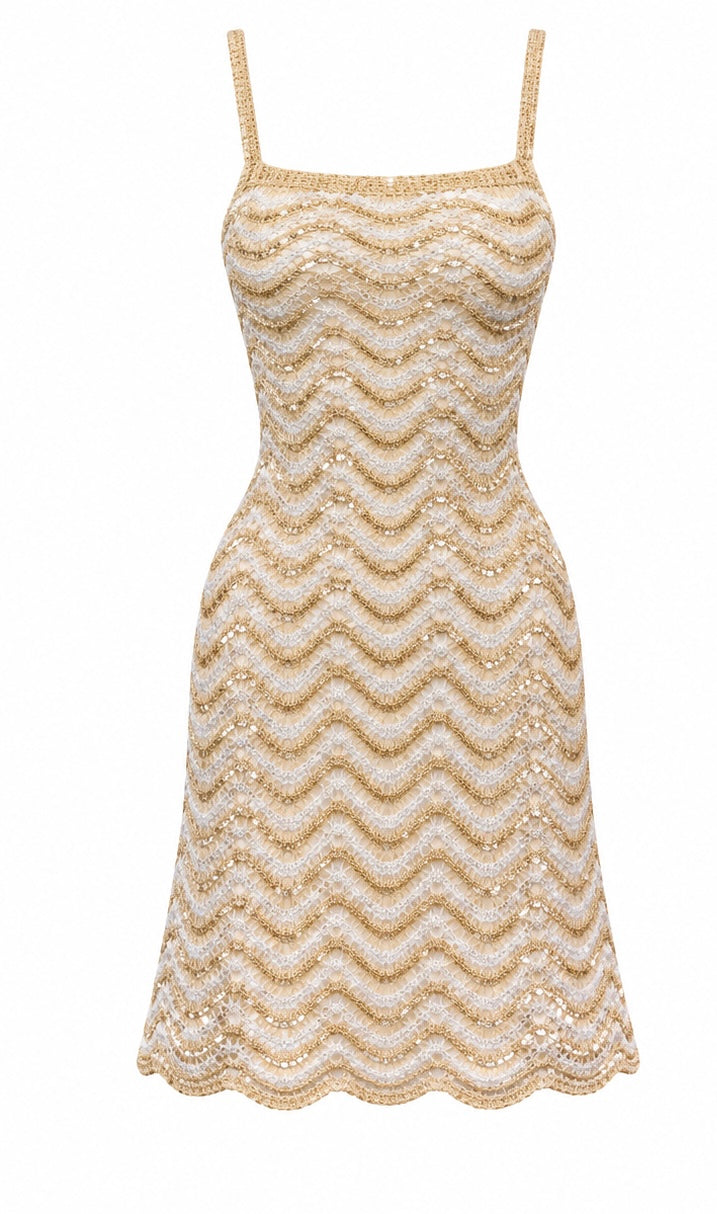 Milos Mini White Crochet Dress
