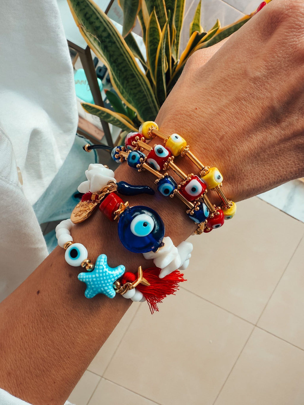 Greek summer color starfish eye bracelet