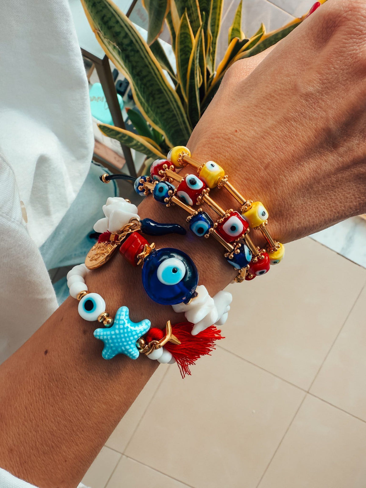 Greek summer color starfish eye bracelet