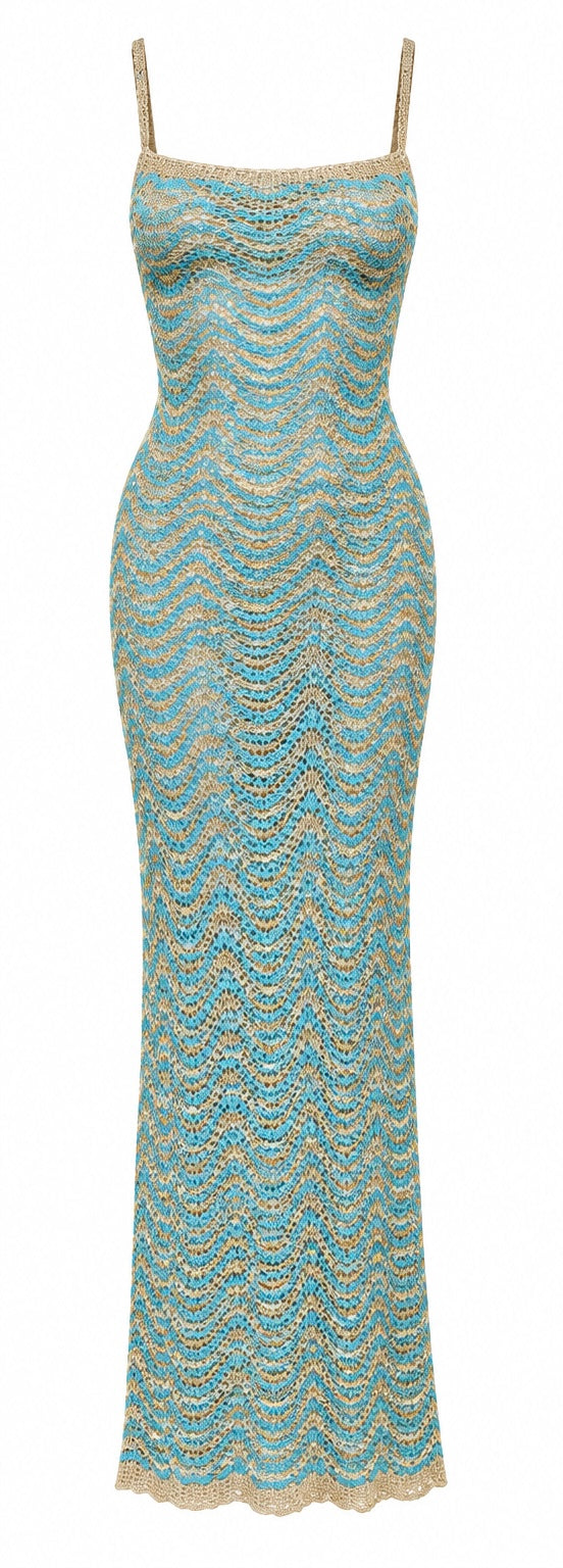 Mykonos Crochet Dress Turquoise