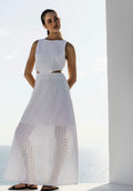 Lefkothea Cotton Broderie White — Klotho Crete