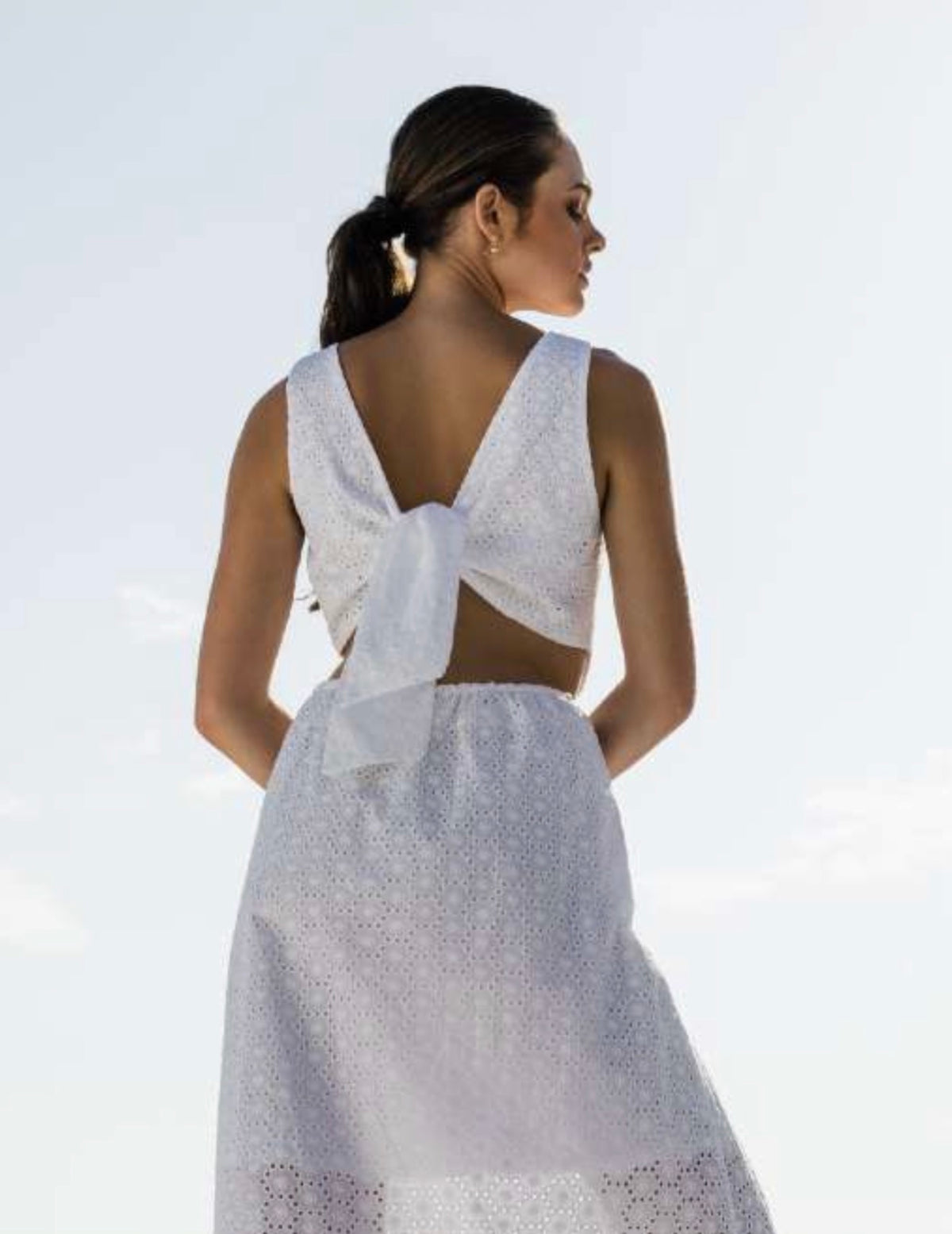 Lefkothea Cotton Broderie White — Klotho Crete