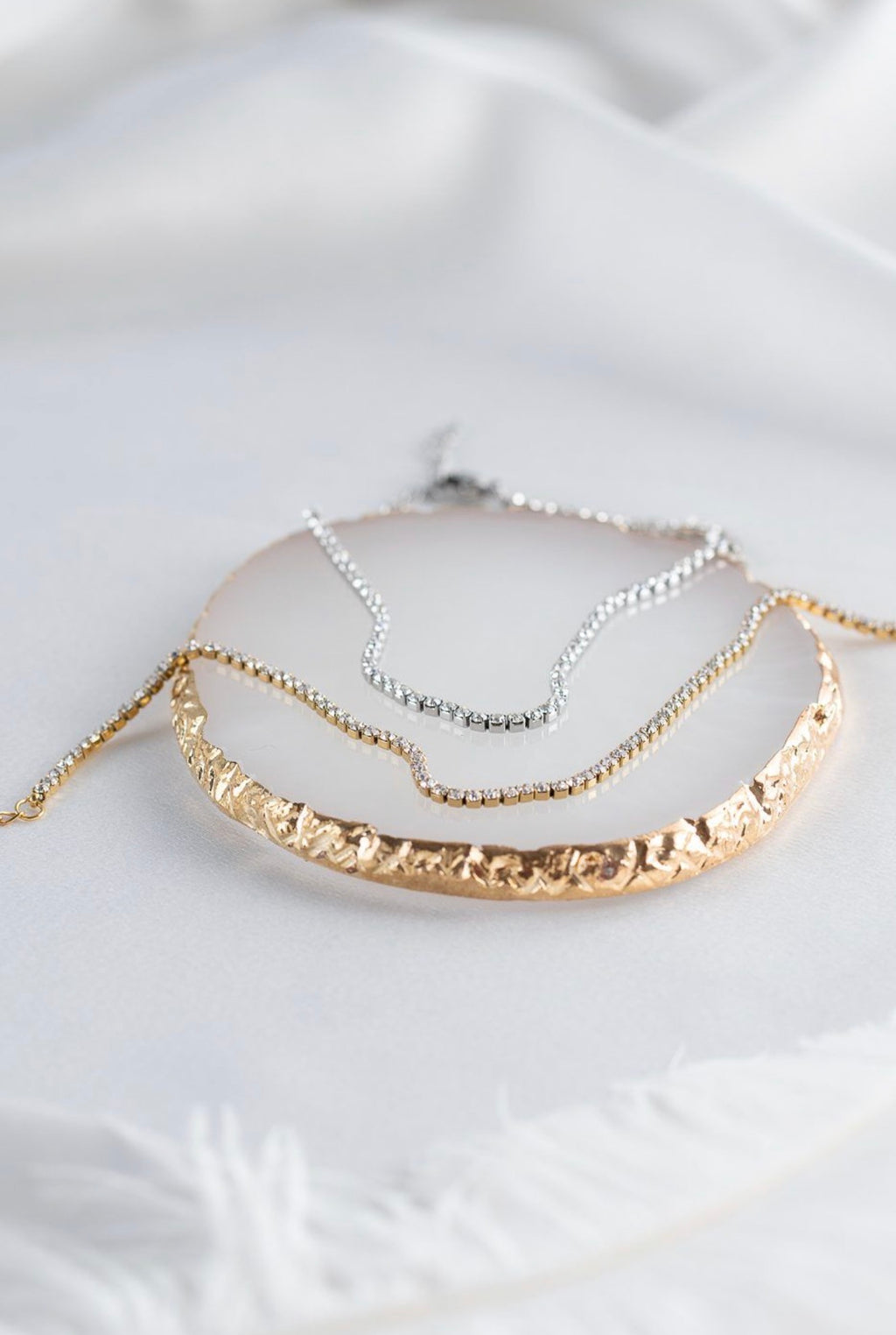 Crystal Steel Silver Tennis Anklet