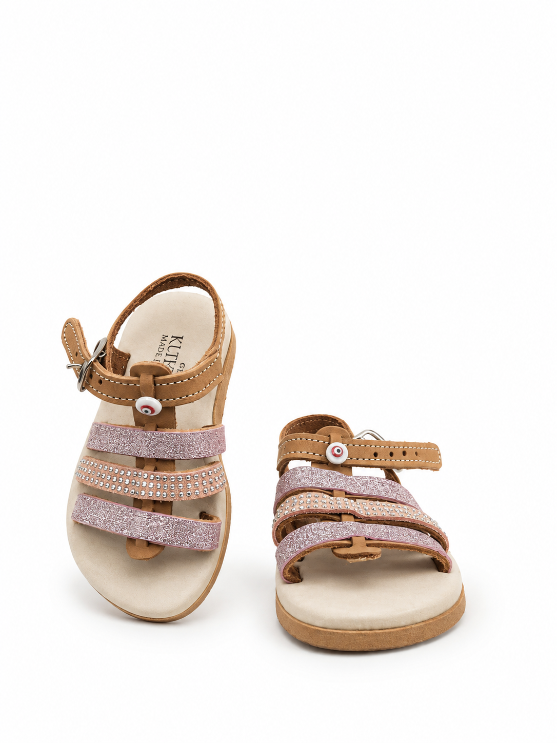 Kids Sandals - Pink Glitter & Evil Eye
