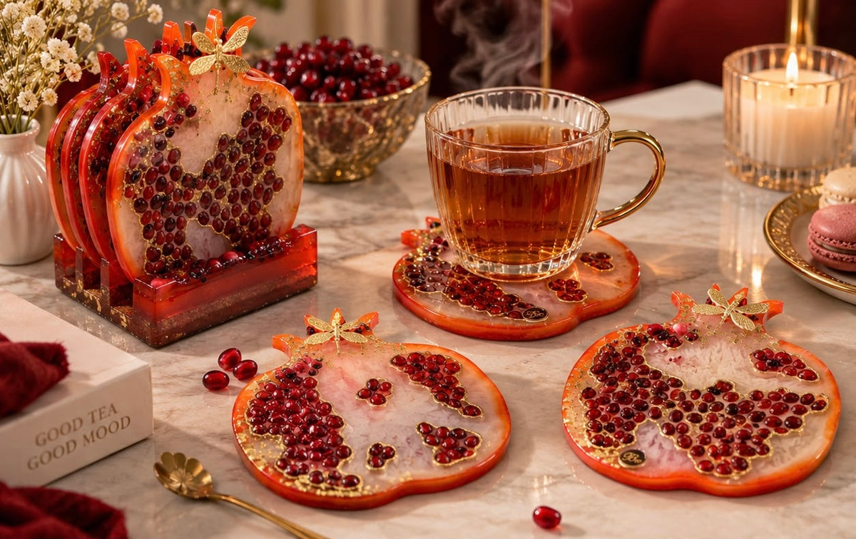 Pomegranate Resin Coasters II