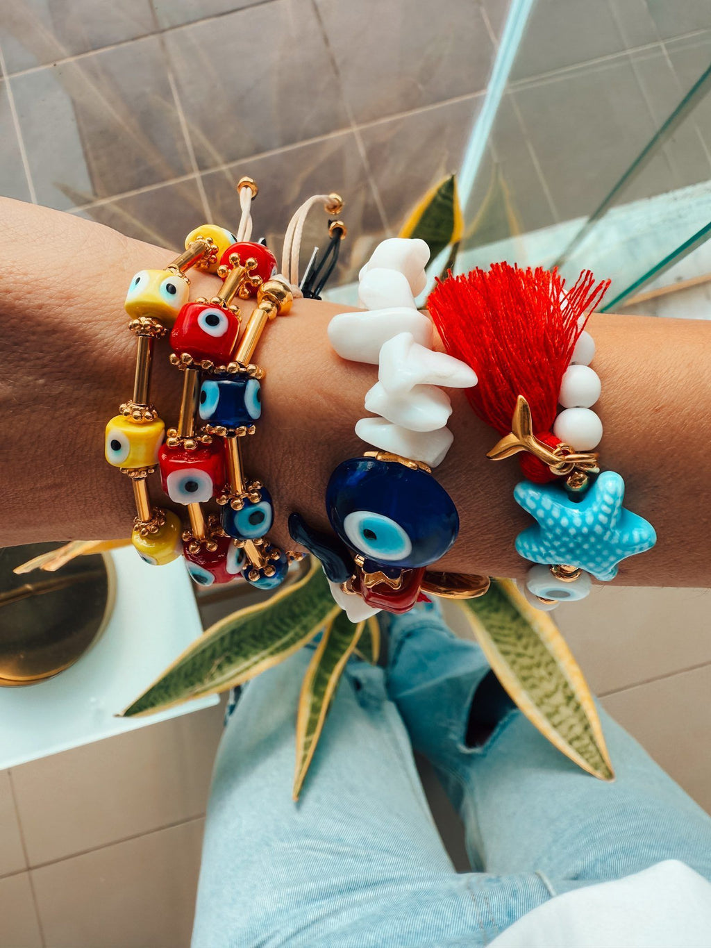 Greek summer color starfish eye bracelet