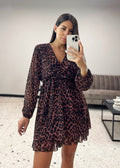 Hadid Leopard Print Dress Dark Brown