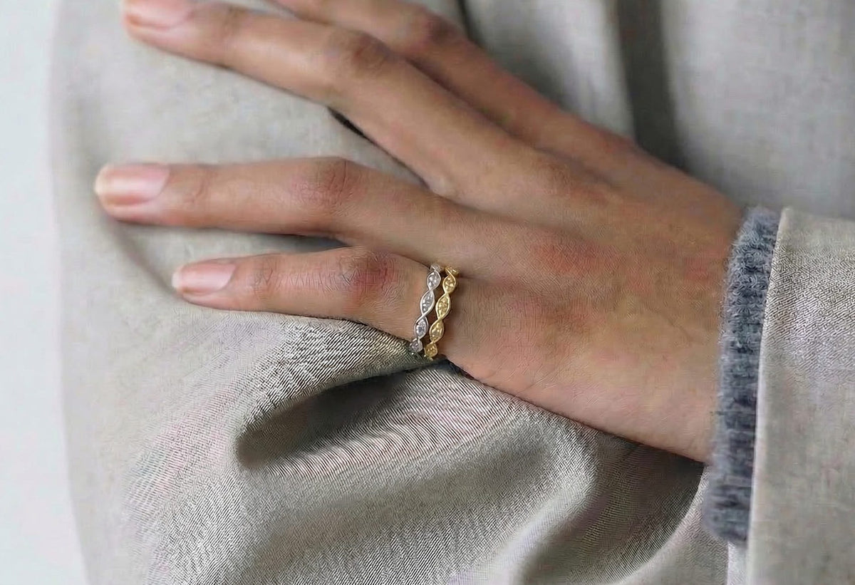 Silver Marquise Crystal Chevalier Band Ring
