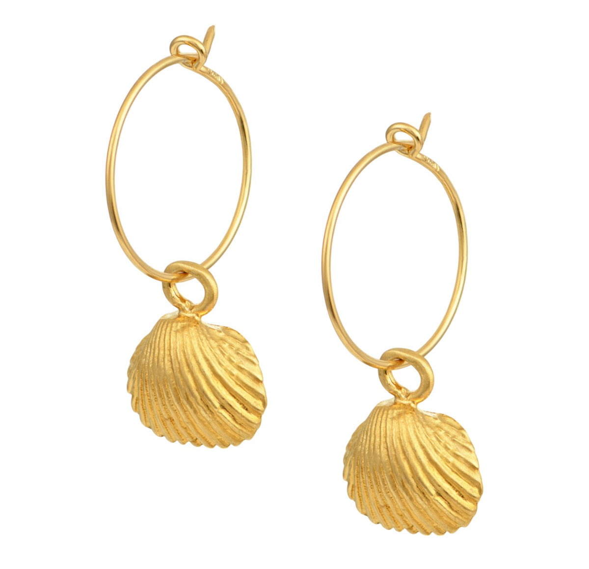 Hoop Earrings With Handmade Shell, Gold-Plated — Chase The Sun