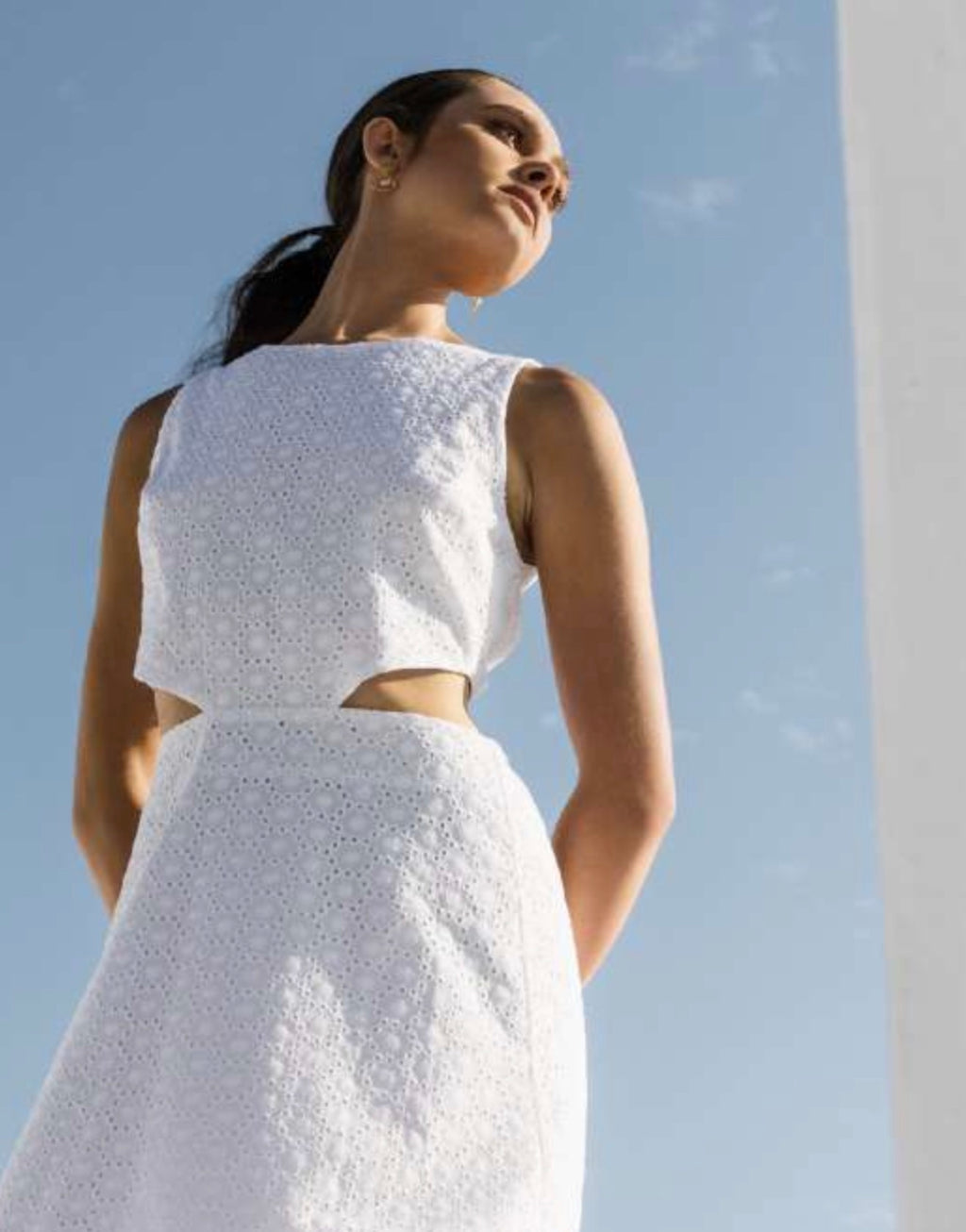 Lefkothea Cotton Broderie White — Klotho Crete