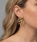 Large coral stud earring in silver and gold