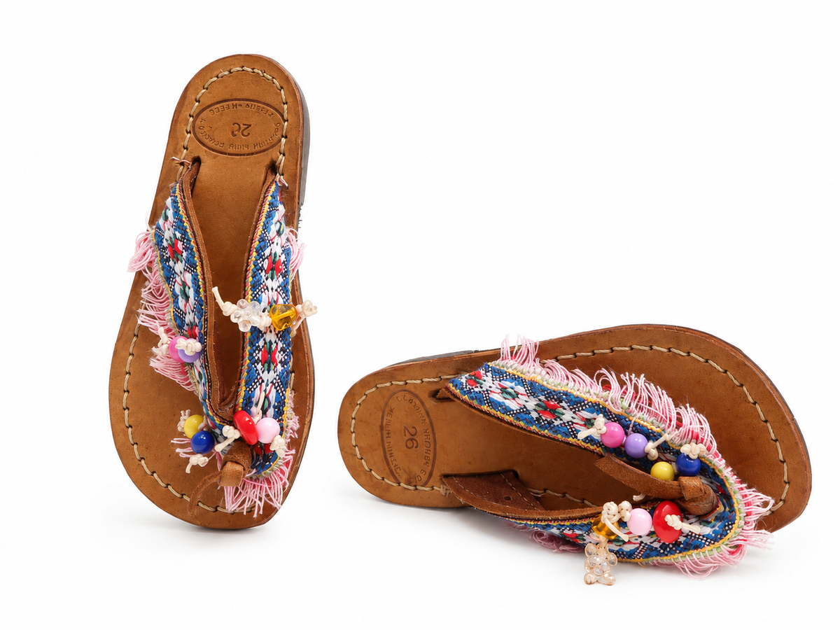 Kids Sandals - Multicolour Fringed Beads
