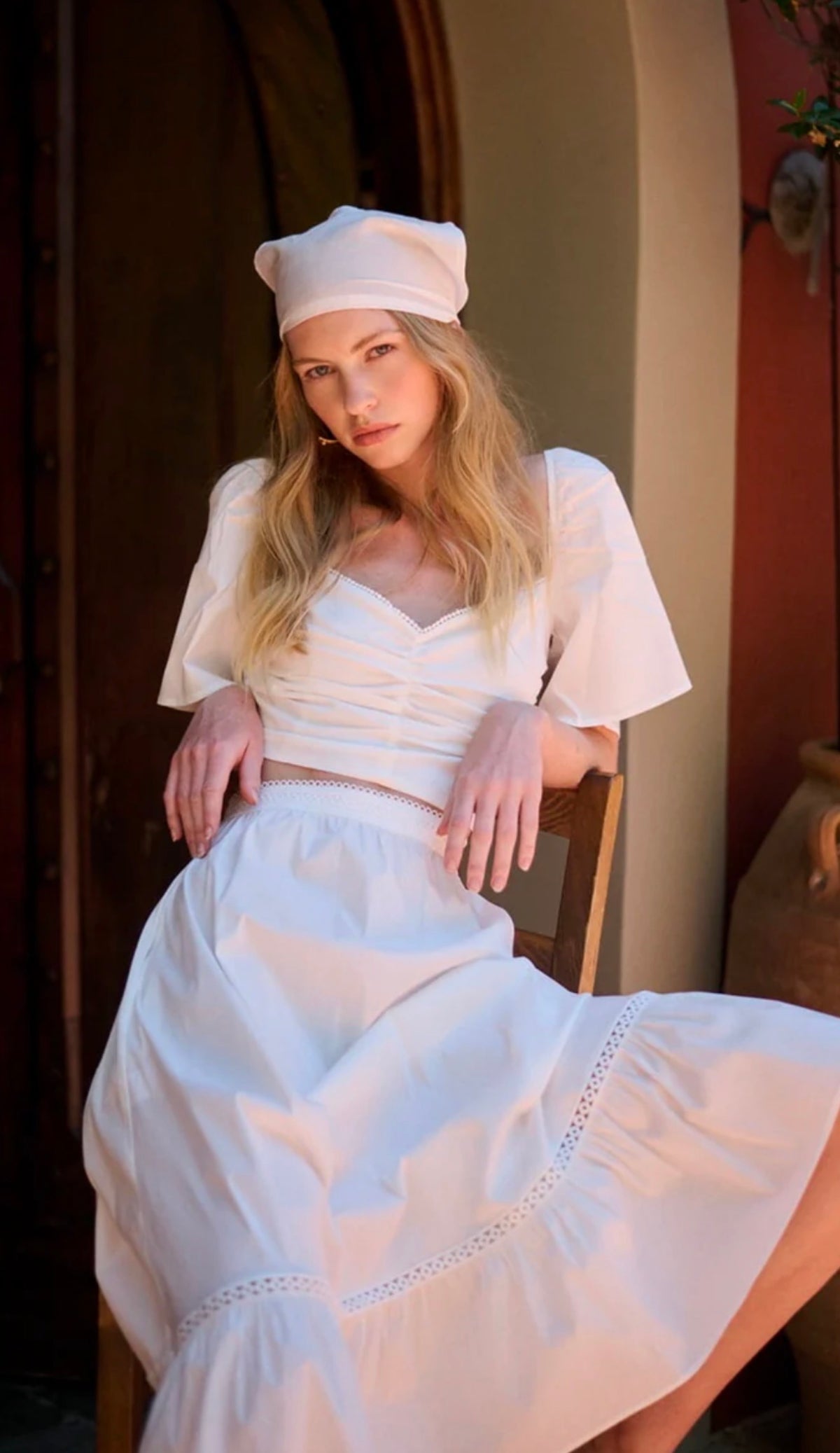 Ino Midi Skirt Set White — Apoella