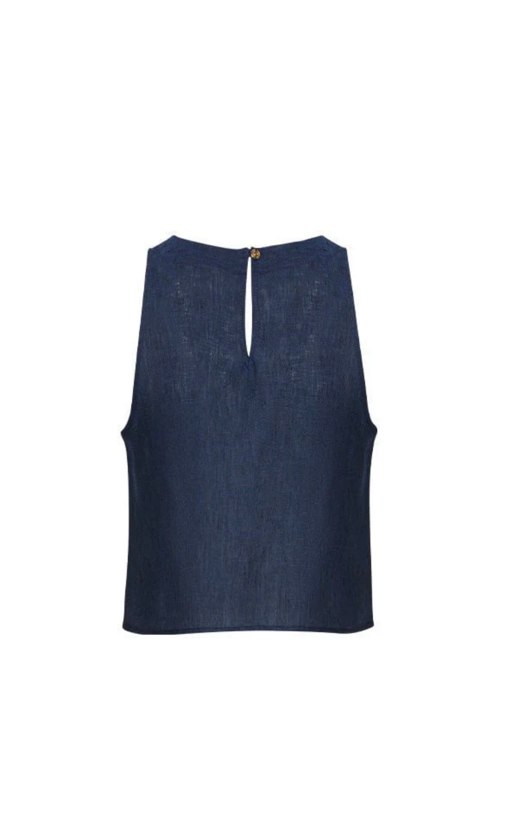 Apoella IRO LINEN SLEEVELESS TOP DENIM ghost back.jpg