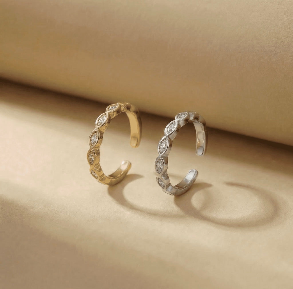 Silver Marquise Crystal Chevalier Band Ring