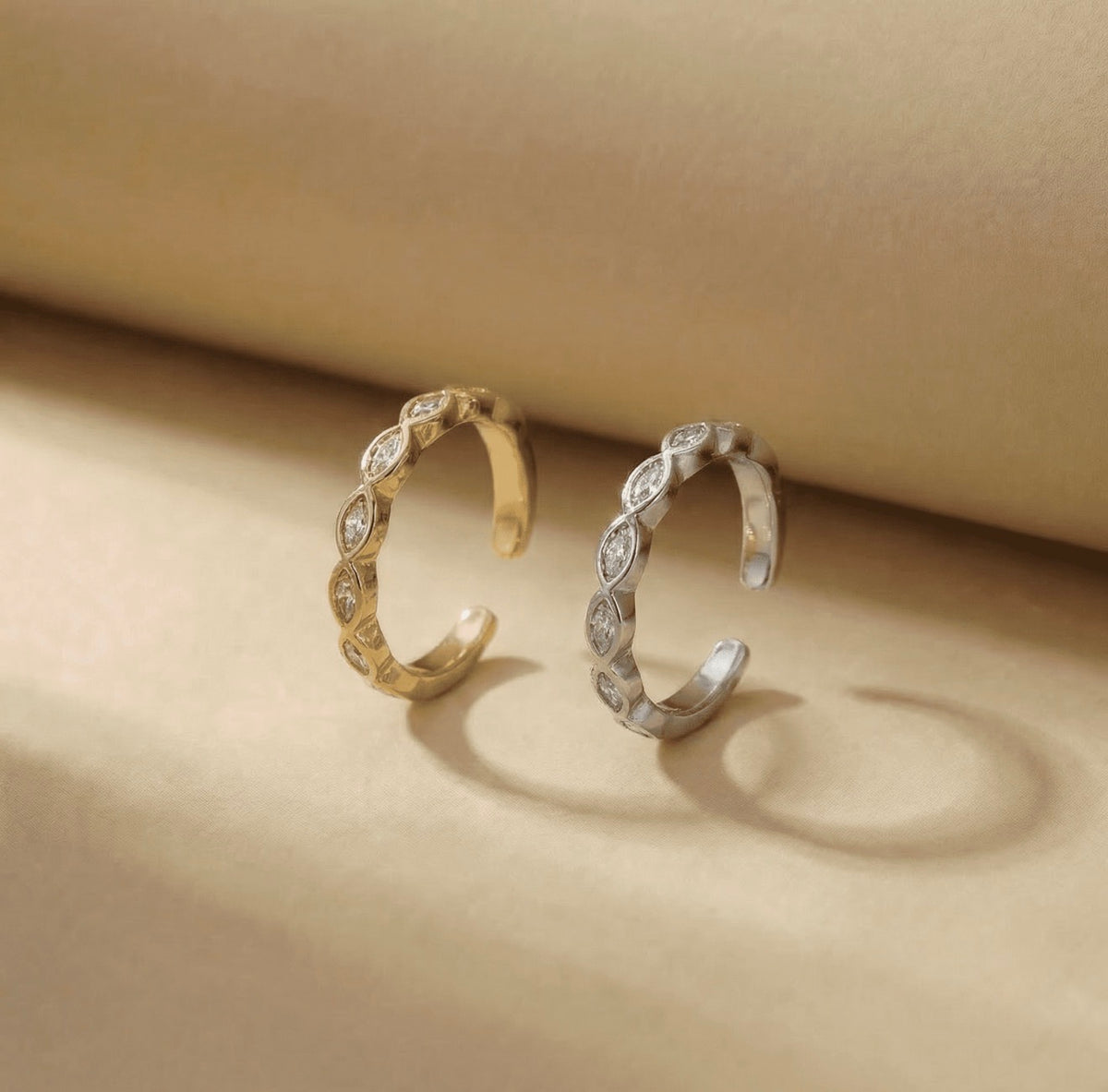 Silver Marquise Crystal Chevalier Band Ring