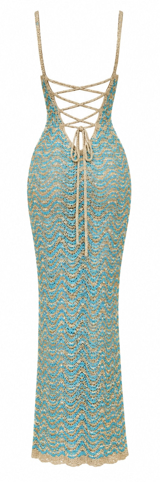 Mykonos Crochet Dress Turquoise