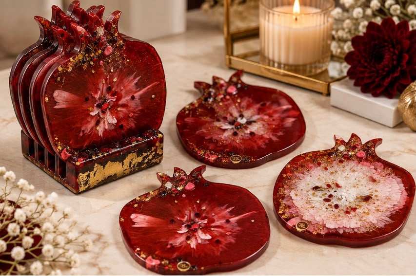 Pomegranate Resin Coasters I