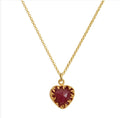Handmade Flaming Heart Bezel Necklace, Gold-Plated Chain, Cabochon Stone — Chase The Sun