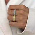 Floral Pavé Crystal Band Ring – Silver