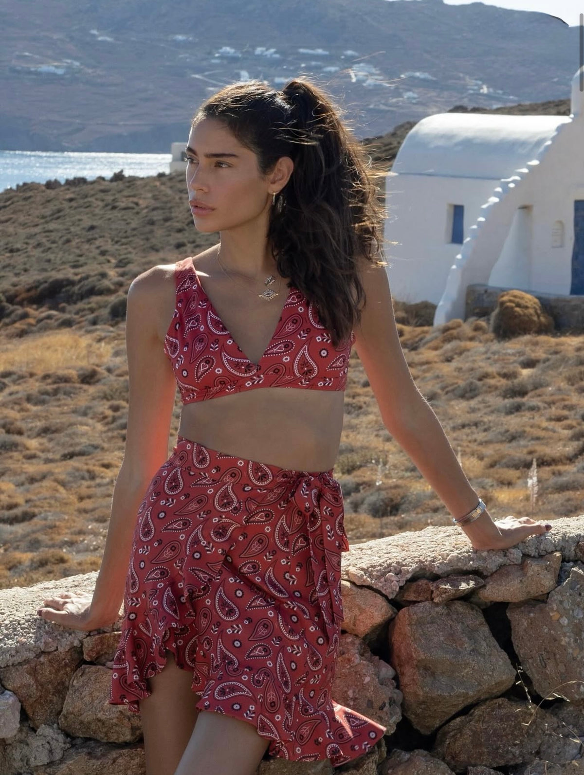 Jane Skirt Red Bandana — Emmanuella Swimwear