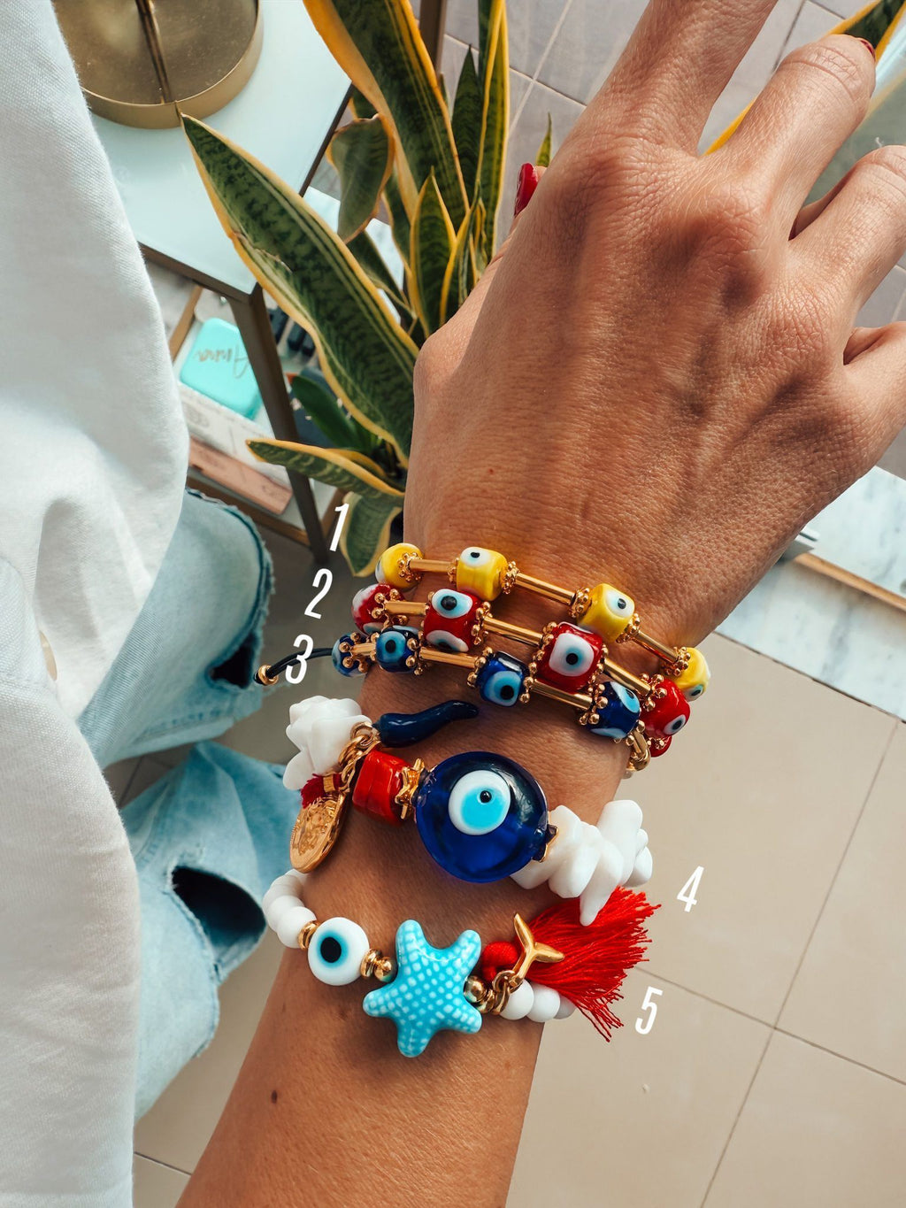 Greek summer color starfish eye bracelet