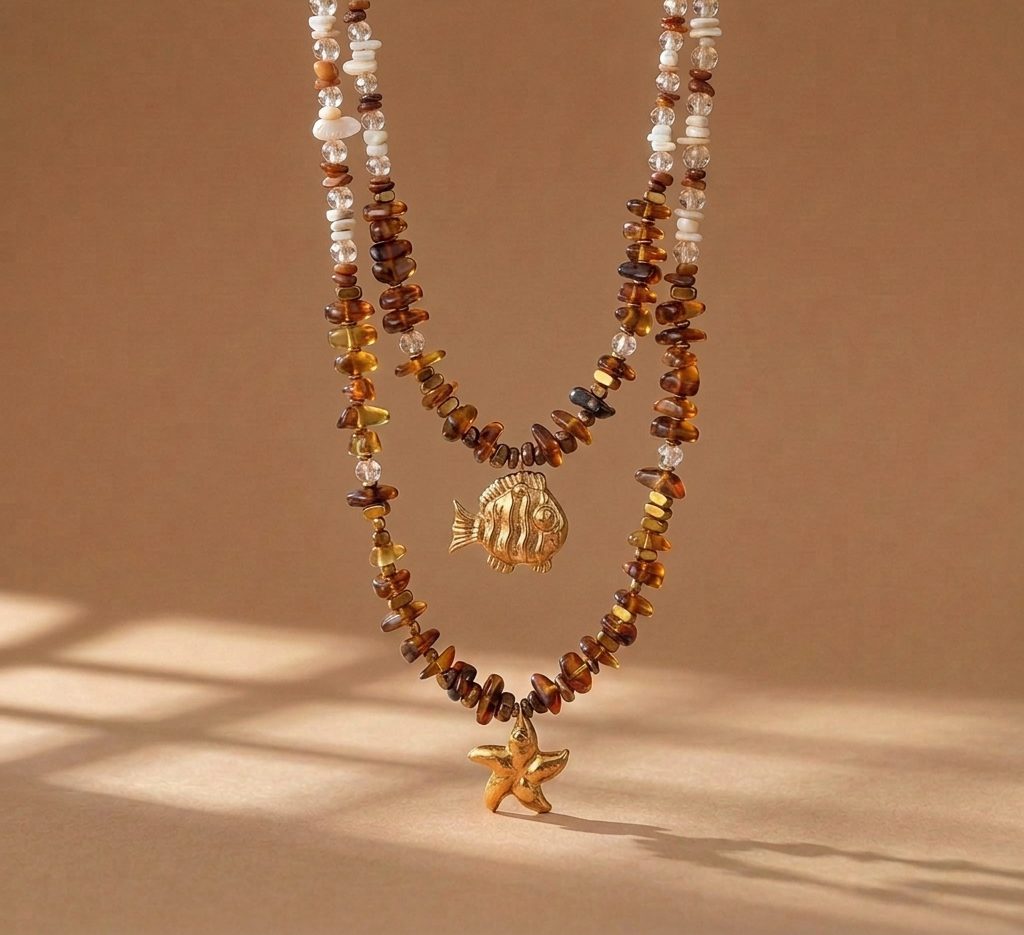 Golden Coast Starfish Beaded Necklace