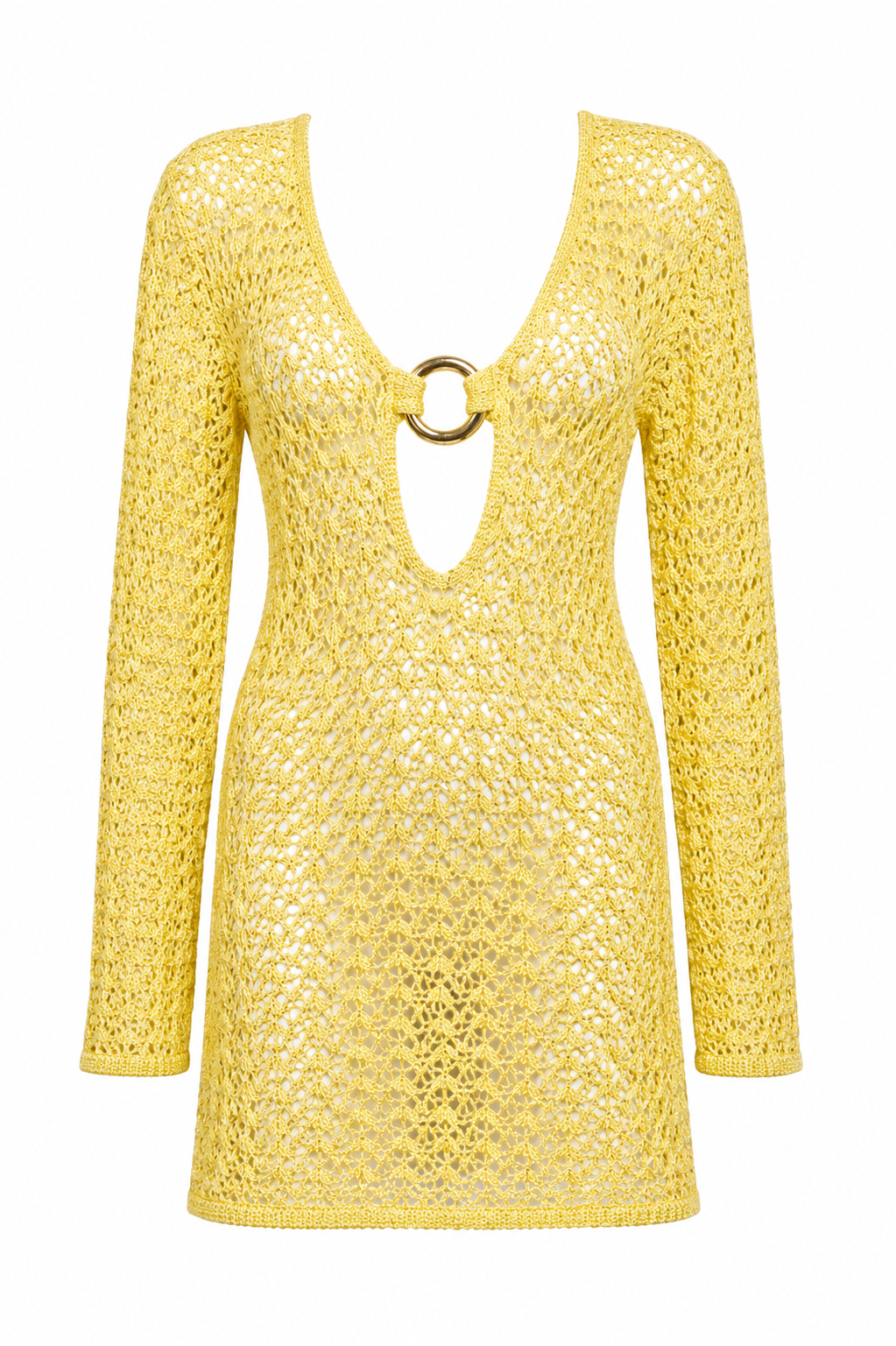 Paros Yellow crochet knit dress
