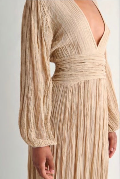 Dartemide Nephel maxi dress sand front close.jpg